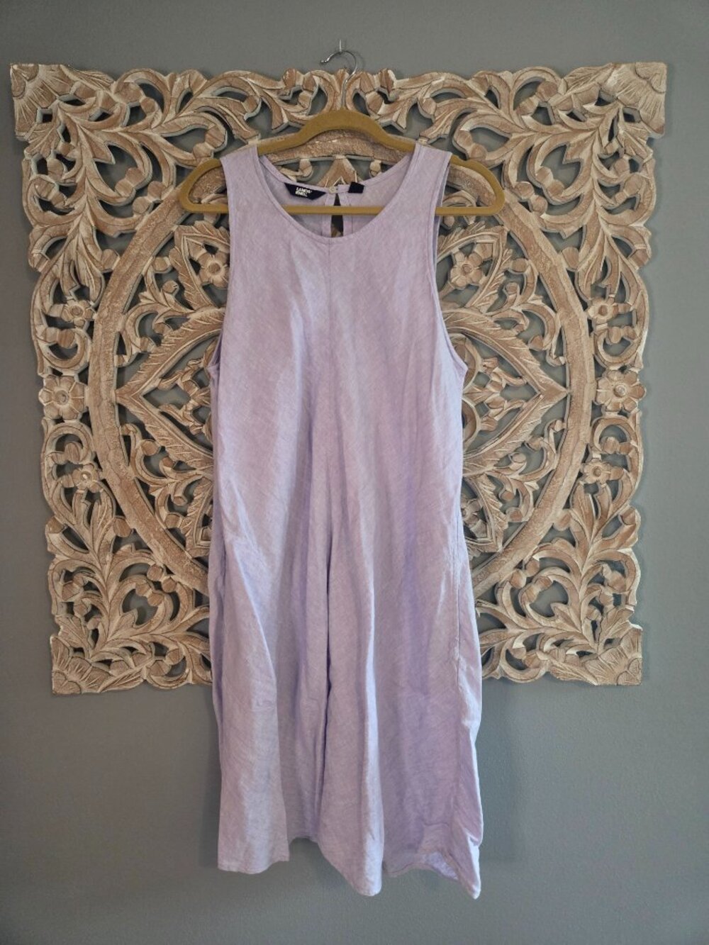 Lands End Linen Shift Dress Womens Large lavender purple Knee Length